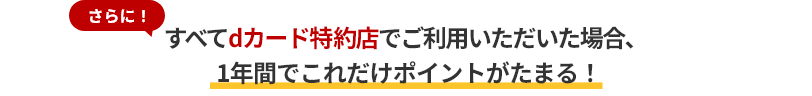 さらに！すべてdカード特約店でご利用いただいた場合、1年間でこれだけポイントがたまる！