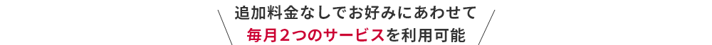追加料金なしでお好みにあわせて毎月２つのサービスを利用可能
