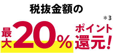 税抜金額の最大20%ポイント還元！*3