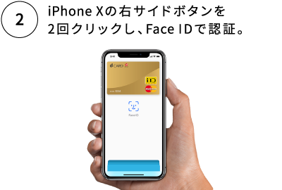 2.iPhone Xの右サイドボタンを2回クリックし、Face IDで認証。