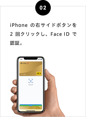 2.iPhone Xの右サイドボタンを2回クリックし、Face IDで認証。